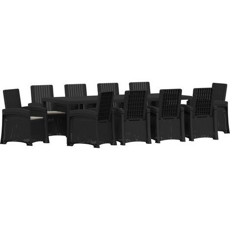 Maison Exclusive - Set da Pranzo per Giardino 11 pz Antracite e Grigio chiaro PP (1/5)