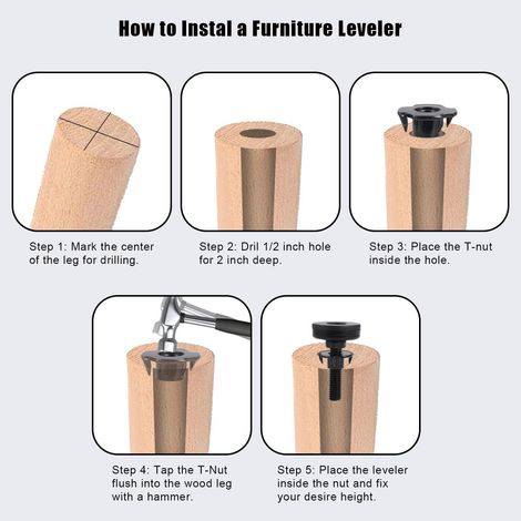 Lot de 4 jeux de 4 cales de nivellement pour meubles – Rondelles T 3/8-16″ – Supporte jusqu’à 600 kg – Assure une stabilité parfaite sur sol irrégulier (1/5)