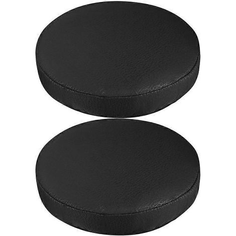 Lot de 2 housses de tabouret extensibles noires, forme ronde.-30X30CM-Black (1/4)