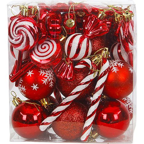 Sucette en bonbon, ensemble de boules de Noël peintes, pendentif de décoration de Noël (1/5)