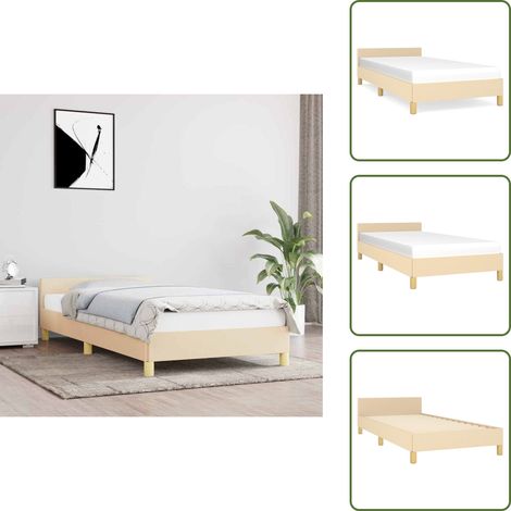 Bettgestell mit Kopfteil ohne Matratze Creme 90x190 cm Stoff - Bettsofa - Kopfteil - Lattenrost - Boxspringbetten - Doppelbett (1/5)