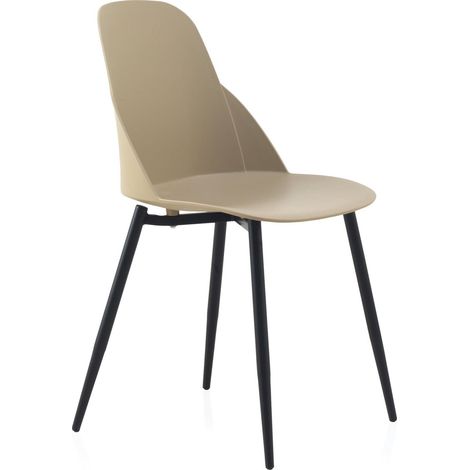 x4 chaises design camel assise arrondie pieds métal noir - camel mat (1/5)