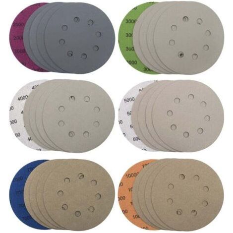 30 Pieces 125mm 8-Hole Sanding Discs, Wet/Dry Sandpaper Discs, Orbital Sanding Pads, Sandpaper Sheets for Metal and Wood, Grit 2000/3000/4000/5000/7000/10000-RA