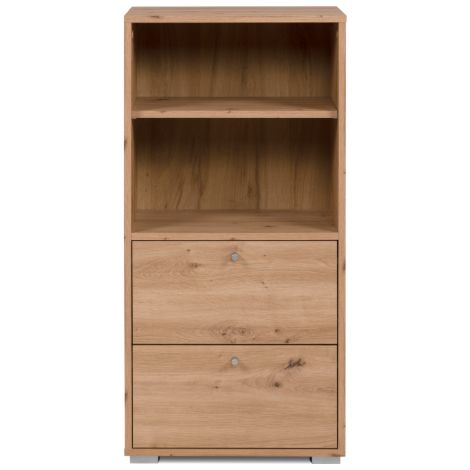 Aufbewahrungsschrank 46x96 5x33 5 cm Artisan-Eiche mit 2 offenen Fächern und 2 Schubladen – Formentera