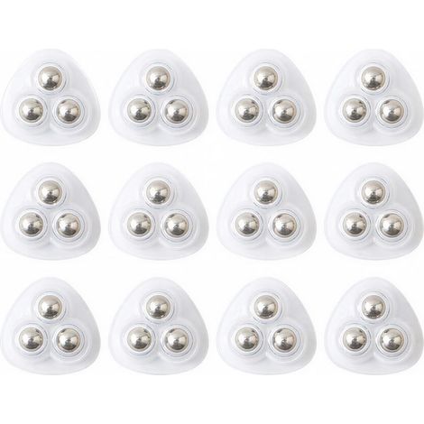 Lot de 16 mini roulettes adhésives, pivotantes à 360°, 3 rouleaux à billes en acier pour poubelles, organiseurs, poubelles, transparent (1/5)