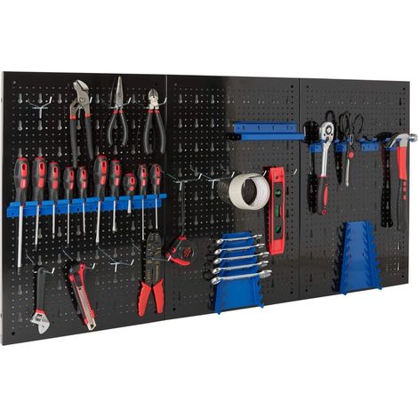 AREBOS Muro Utensili Parete dell'officina Parete Metallica Perforata 17 Parti