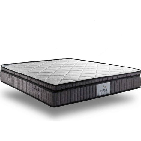 Matelas Céleste 90x190 cm - Mémoire de forme et ressorts ensachés - Surmatelas amovible - 29 cm d'épaisseur (1/5)