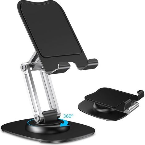 Ecleanfy - Support téléphone bureau réglable avec rotation 360°. Pliable et portable, compatible iPhone/Samsung etc. (1/4)