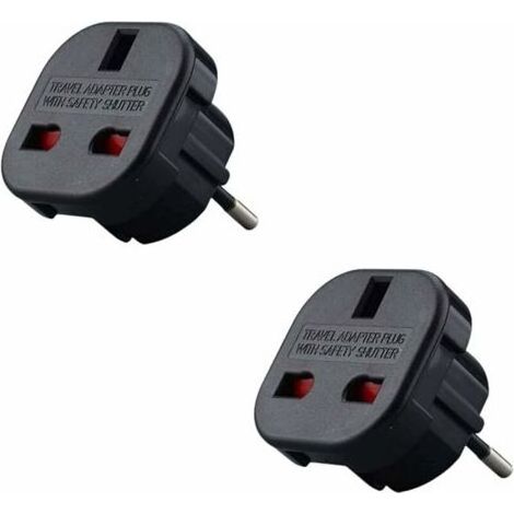 Lot de X2 - Adaptateur Prise Anglaise vers France - Adaptateur Anglais Franais - Type G vers Type C - Compact et Léger - Protège des Surtensions (1/5)