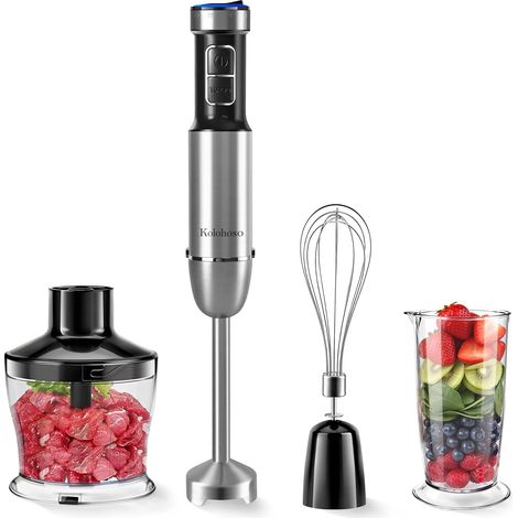 1500W Mixeur Plongeant, 4 en 1 Mixer Plongeur, 25 Vitesses et Fonction TURBO Mixeur Hachoir avec Fouet, Hachoir de 500 ml et Verre Doseur de 700 ml, pour Bébés, de Soupes et de Sauces (1/5)