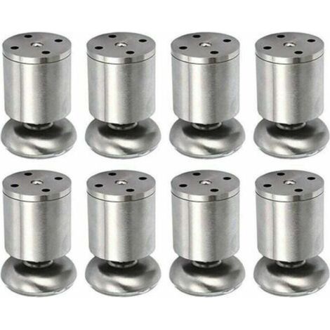 Adjustable stainless steel furniture feet 50 x 80 mm – Silent rubber pads – Set of 8 for tables and desks (1/4)