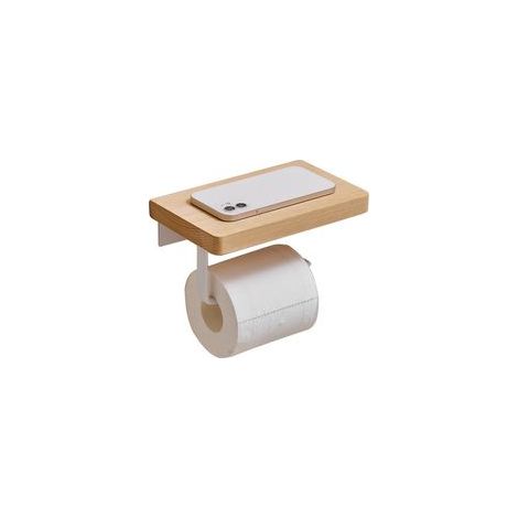 A 1  PCS  Porte-rouleau de papier toilette en bois à suspendre au mur pour cuisine et salle de bain (1/3)