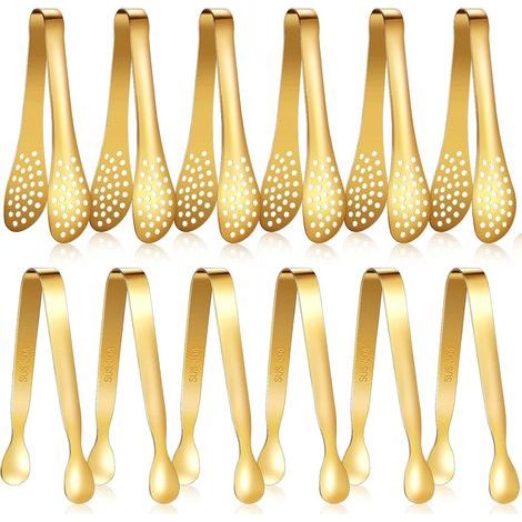 Set mit 12 Mini-Servierzangen, 12,7 cm (5 Zoll) - Eiszange, Zuckerzange für Vorspeisen, Snacks, Kaffeeecken und Desserts (gold) (1/5)