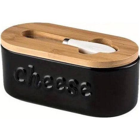 Boîte de rangement pour beurre avec couvercle, boîte à fromage, organisateur de cuisine hermétique noir (1/5)