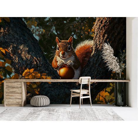 Papier peint animaux - écureuil sur une branche en automne - 150 x 250 cm (1/2)