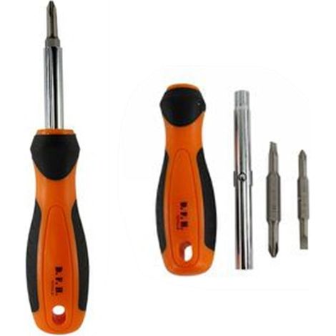 TRADE SHOP - Set 6in1 Cacciaviti Multifunzione Adattatore Punte Croce Taglio Varie Misure Fai Da Te 66520 - (1/2)