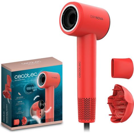 Cecotec Asciugacapelli Drynova Red Spark 1600W Motore Brushless 110000 Rpm Ionico Con Diffusore E Concentratore