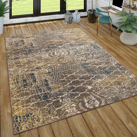 Paco Home Tappeto per soggiorno a pelo corto, con look orientale e used-look, in blu 80x150 cm (1/5)