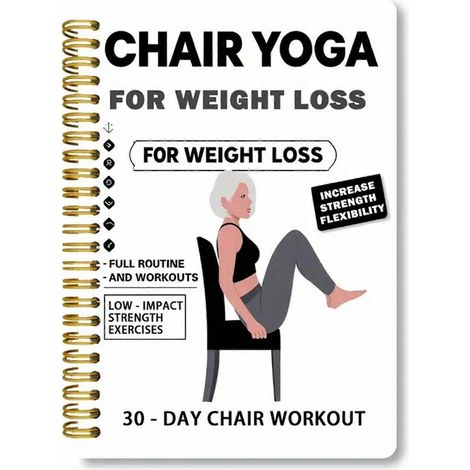Journal de yoga sur chaise de 30 jours pour la perte de poids, avec positions et routines, livre d'entraînement pour la perte de poids des personnes âgées, journal d'entraînement pour seniors (1/4)