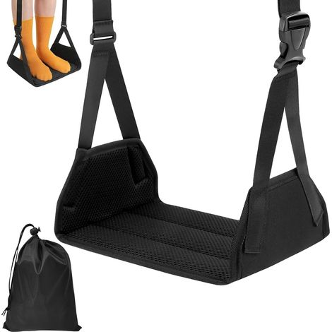 Repose-pieds pour avion - Hamac de voyage réglable - Portable - Pour avion - Pour bureau, maison, voyage - Pour avion, voiture (1/5)