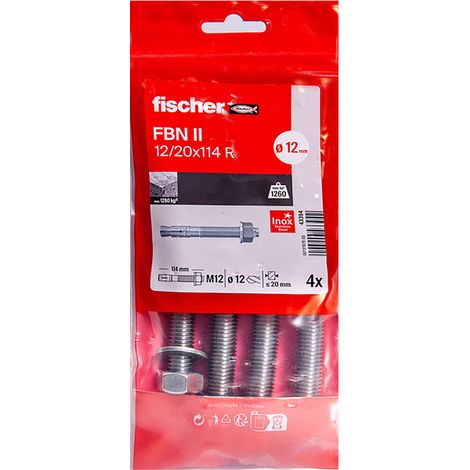 4 goujons FBN II Ø12 x 114 mm A4 /4B en acier inoxydable - Fischer