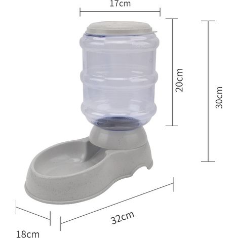 Dispensador automático de comida y agua para mascotas de 3,8 L, comedero de gran capacidad para perros/gatos/comida seca, cuenco para mascotas (gris)