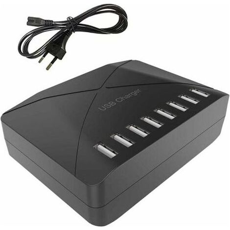 Chargeur USB 40 W, multi-USB à 8 ports, hub de charge avec détection intelligente, station de charge USB multi-ports, pour smartphones, tablettes et autres appareils (1/5)