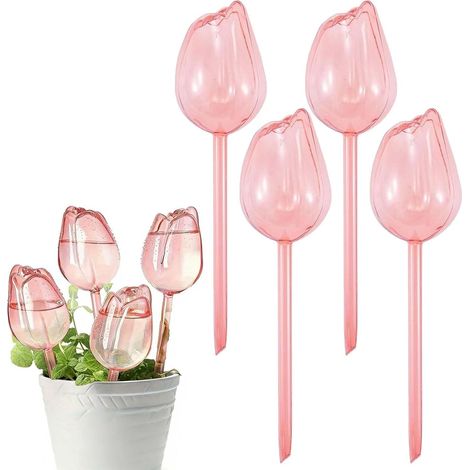 4 globes d'arrosage automatique, 170 ml, système d'arrosage automatique pour plantes d'intérieur, de balcon et de jardin (forme de tulipe) (1/5)