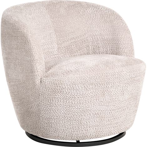 Sillón giratorio moderno con tapizado de chenilla reposabrazos y asiento ancho salón beige Kuolpa