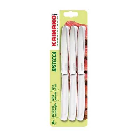 COLTELLO BISTECCA DINAMIK KAIMANO - MANICO PLT BIANCO/INOX CM 11,5 CF=PZ 6- 1 confezioni