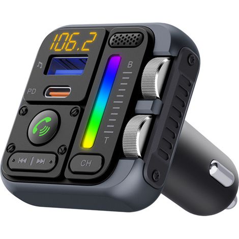 Autoradio MP3 Bluetooth mains libres avec transmetteur FM et chargeur de voiture à charge rapide PD 30 W - MT04A (1/3)
