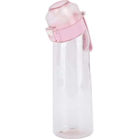 650-ml-Duftwasserflasche, transparenter Deckel, tragbarer Sportbecher für Outdoor-Aktivitäten mit Strohhalm, Rosa (1/5)