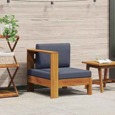 vidaXL Sofá central con 1 reposabrazos madera acacia gris oscuro (1/5)