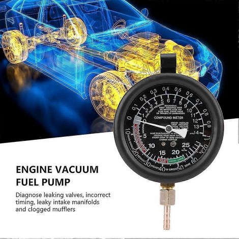 Pompe à vide pour moteur automobile et manomètre de pression d'essence, utilisés pour le diagnostic de pression et la détection d'étanchéité du carburateur. (1/5)