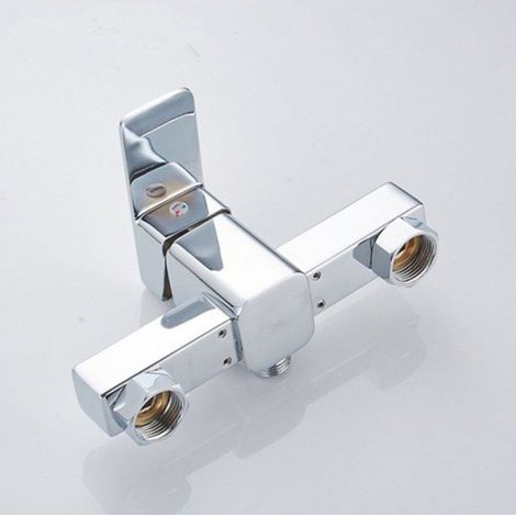 1 Robinet de douche mitigeur mural, laiton massif, finition chrome, entrée 1/2 pouce, distance 150 mm, pour salle de bain (1/4)