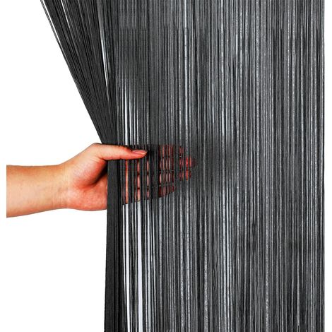 Rideau de porte décorations de fenêtre diviseur de pièce décorations de Chambre Rideau 100x200cm Noir (1/5)