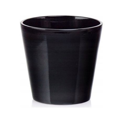 Keramik-Blumentopf mit rundem Deckel, klassisch schwarz, 10 cm (1/2)