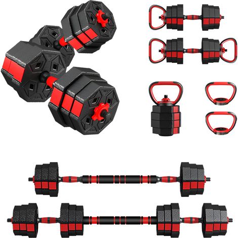 20-kg-Hantelset für Bodybuilding, Fitness und Krafttraining – Frei verstellbare Gewichte – Vielseitiges Krafttrainingsset für Männer und Frauen