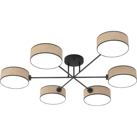 Plafoniera moderna nero/marrone con paralumi 6xE14 Emibig (1/5)