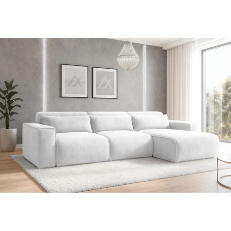 AX LIVING Wohnlandschaft mit Schlaffunktion Ruyam Perlweiß Sofa R