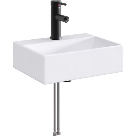 vidaXL Bathroom Wash Basin Matte Black 39 x 30.5 x 12.5 cm Metal