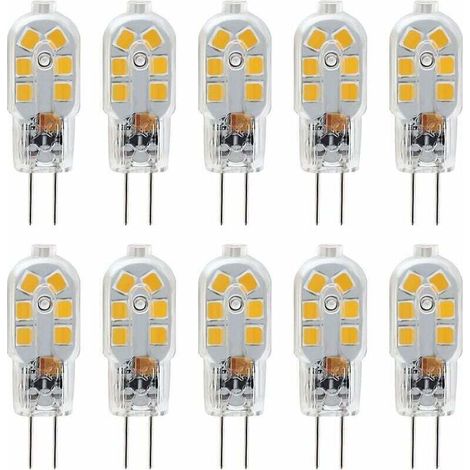 Ampoule LED G4 12 V, 2 W équivalent à une lampe halogène de 10 W, sans scintillement, 200 lm, blanc chaud 3 000 K, angle de faisceau de 360 °, non variable, lot de 10