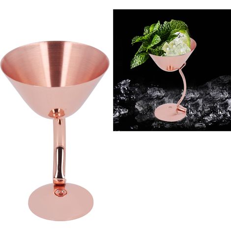 Verre à cocktail Martini 150 ml en acier inoxydable plaqué cuivre, verre à vin, accessoires de bar, or rose (1/5)