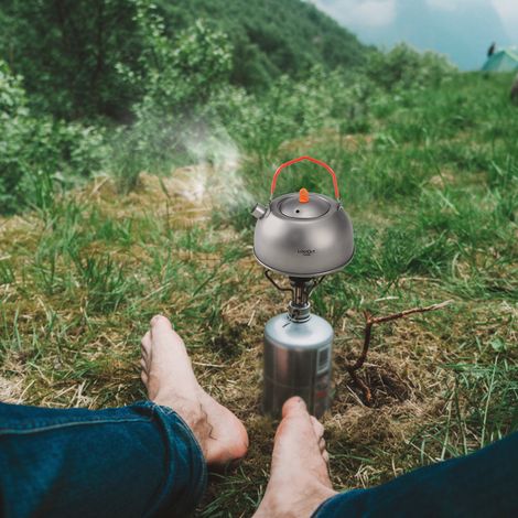 Bouilloire à thé en titane de 600ml, pour eau bouillante, cafetière, Camping en plein air, randonnée, sac à dos (1/5)