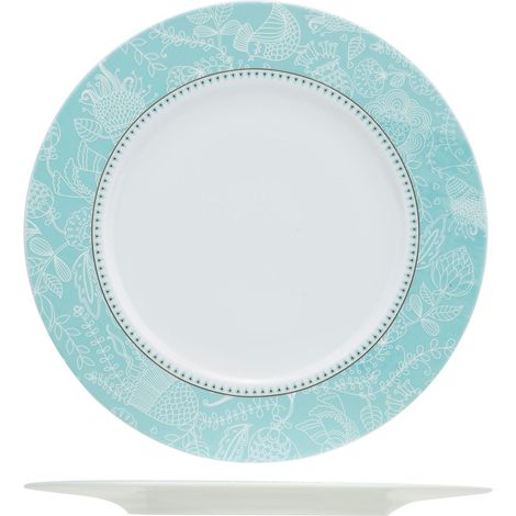 6 x assiettes plates DENTELLA BLUE - 27cm - Porcelaine - Cosy&Trendy