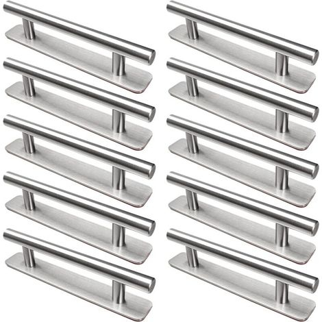 10 Pièces Poignée de Meuble Autocollante, 128 mm Poignée de Cuisine en Acier Inoxydable, Poignée de Meuble Sans perçage, Pour armoire, cuisine, porte coulissante, porte de balcon (1/5)