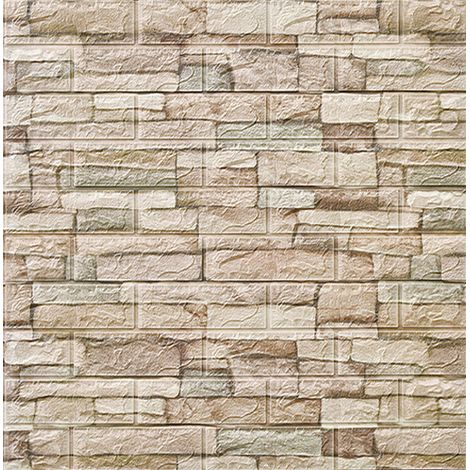 3D-Selbstklebe-Wandaufkleber aus grauem PE-Schaum, 70 x 77 cm, in Ziegel-, Keramikfliesen- oder Steinoptik, für Schlafzimmer, Küche, Wohnzimmer... (1/5)