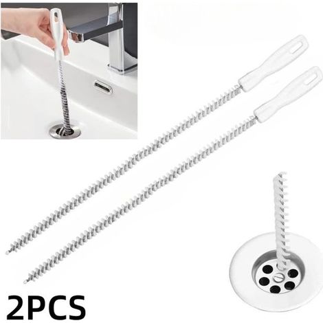 Set da 2 pezzi - Spazzola per scarico - Spazzola per scarico - Pettine - Strumenti per la pulizia - Adatto per la pulizia di - Lavandino - Scarico - WC - Bianco - 451 cm