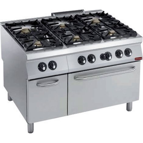 Fourneau 6 feux + four gaz GN2/1 - armoire - Diamond (1/3)