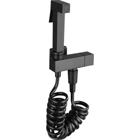 Pommeau de douche bidet noir multifonctionnel, pulvérisateur portatif, support mural en cuivre pour tuyau de toilette, robinet de bidet pour salle de bain, nettoyage de salle de bain, bidet à pression (1/5)